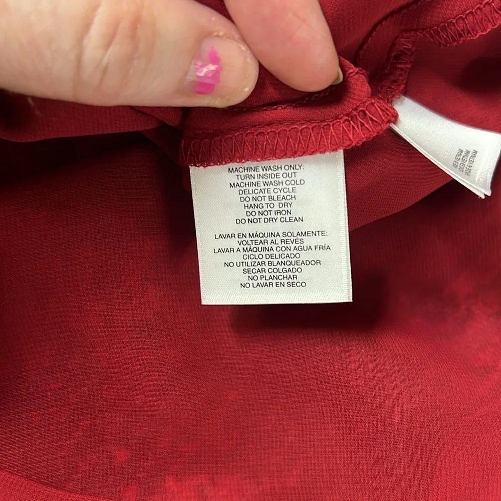 Black Label Evan Picone Tie Neck Blouse Red - Picture 5 of 5